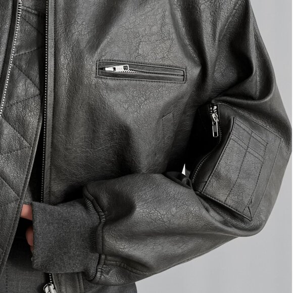 Frankie Shop Cropped Faux Leather Jacket - Picture 12 of 12